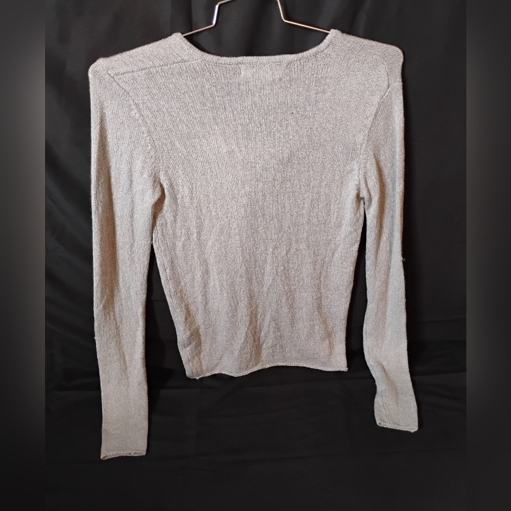 Forever 21 Light Gray Lace-Up V-Neck Sweater - Picture 5 of 7